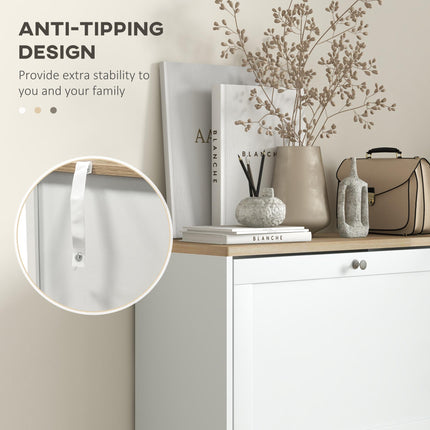 Compact Modern Three-Drawer Shoe Storage Cabinet for 18 Pairs - White