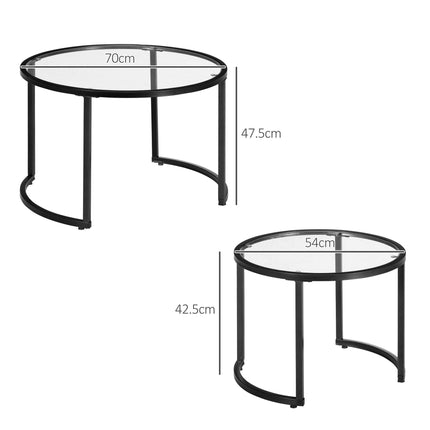 Two-Piece Nesting Glass-Top Coffee Tables - Clear & Black