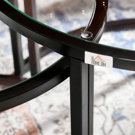Two-Piece Nesting Glass-Top Coffee Tables - Clear & Black