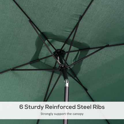 3x2m Rectangular Patio Parasol with Aluminum Tilt Crank Sun Shade - Green