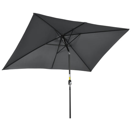3x2m Rectangular Patio Parasol with Aluminum Tilt Crank Sun Shade - Black