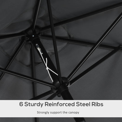 3x2m Rectangular Patio Parasol with Aluminum Tilt Crank Sun Shade - Black