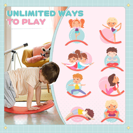 Montessori Balance Board for Kids Ages 3-6 - Red