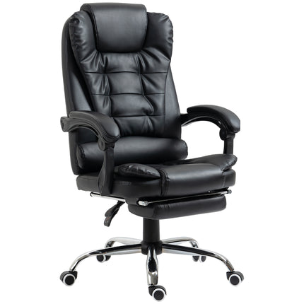 Executive Office Chair with Adjustable Recline, Swivel Wheels & Retractable Footrest - Black