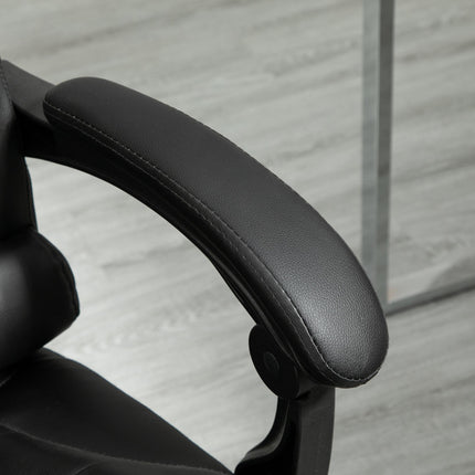 Executive Office Chair with Adjustable Recline, Swivel Wheels & Retractable Footrest - Black