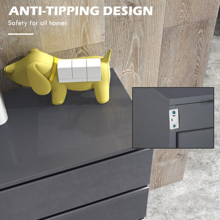 High Gloss 5-Drawer Chest of Drawers Storage Cabinet Modern Dresser - Grey
