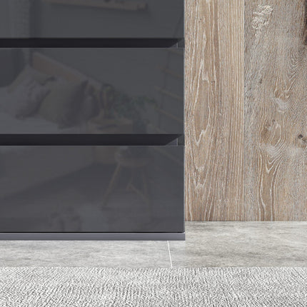 High Gloss 5-Drawer Chest of Drawers Storage Cabinet Modern Dresser - Grey