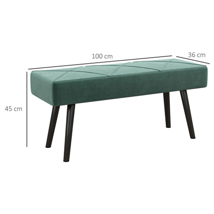 End of Bed Bench with X-Shape Steel Legs Upholstered Velvet Seat - Green