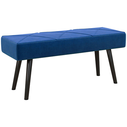 End of Bed Bench with X-Shape Steel Legs Upholstered Seat - Blue