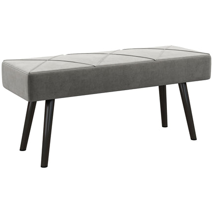 End of Bed Bench with X-Shape Steel Legs Upholstered Seat - Grey