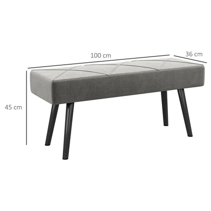 End of Bed Bench with X-Shape Steel Legs Upholstered Seat - Grey