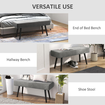 End of Bed Bench with X-Shape Steel Legs Upholstered Seat - Grey