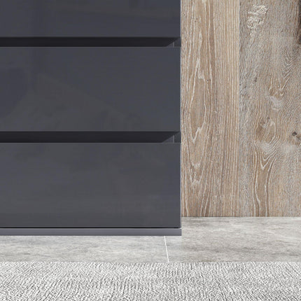 High Gloss 4-Drawer Chest of Drawers Storage Cabinet for Bedroom - Grey