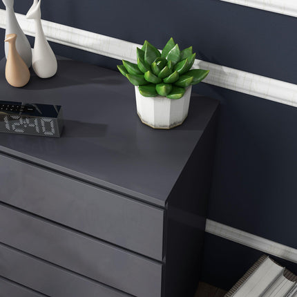 High Gloss 4-Drawer Chest of Drawers Storage Cabinet for Bedroom - Grey