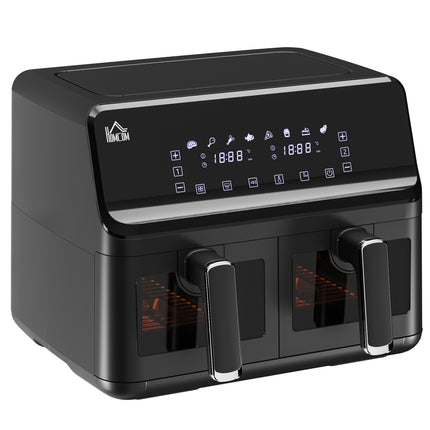 8L Double Basket Family Air Fryer Oven with Digital Display - Black