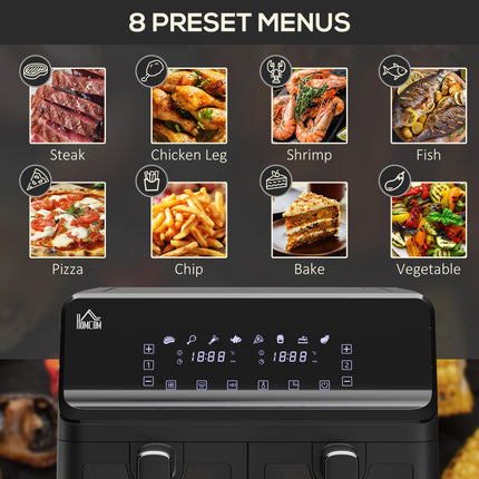 8L Double Basket Family Air Fryer Oven with Digital Display - Black