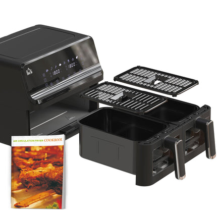 8L Double Basket Family Air Fryer Oven with Digital Display - Black