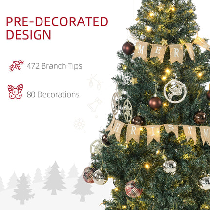 5' Prelit Artificial Christmas Tree with Warm White LED Lights, Decorations & Banner - Green