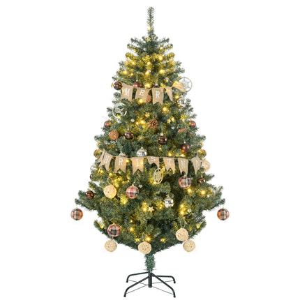 6' Prelit Artificial Christmas Tree with Warm White LED Lights and Decorations - Green