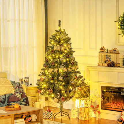 6' Prelit Artificial Christmas Tree with Warm White LED Lights and Decorations - Green