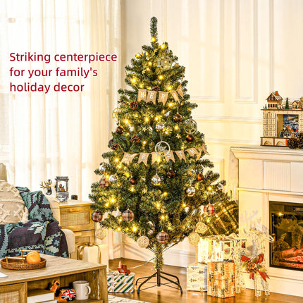 6' Prelit Artificial Christmas Tree with Warm White LED Lights and Decorations - Green
