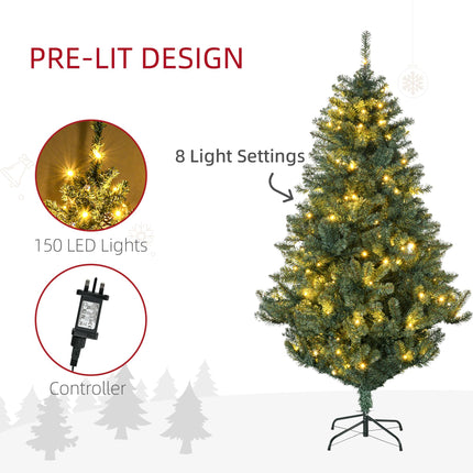 6' Prelit Artificial Christmas Tree with Warm White LED Lights and Decorations - Green