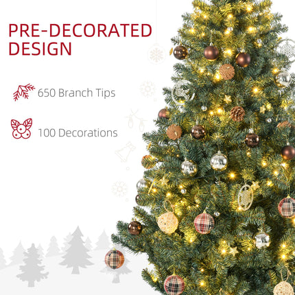 6' Prelit Artificial Christmas Tree with Warm White LED Lights and Decorations - Green