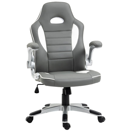 Racing Gaming Chair with Height Adjustable Tilt and Flip-Up Armrests - Grey