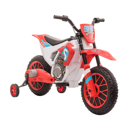 12V Kids Electric Motorcycle Ride-On with Training Wheels for Ages 3-6 - Red