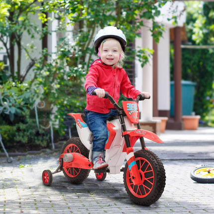 12V Kids Electric Motorcycle Ride-On with Training Wheels for Ages 3-6 - Red