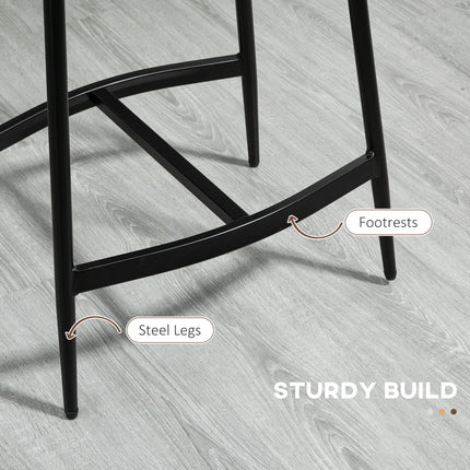 Set of 2 Industrial Microfibre Padded Bar Stools - Black