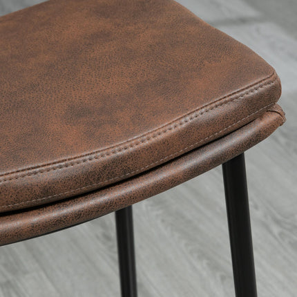 Set of 2 Industrial Microfibre Padded Bar Stools - Black