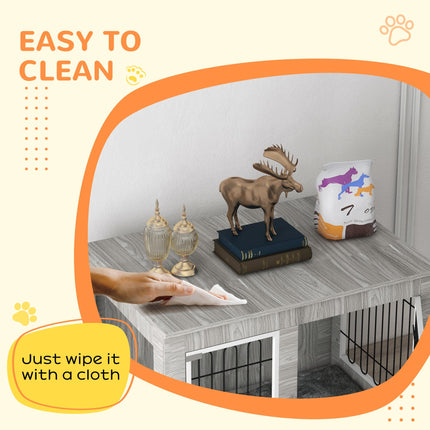 Indoor Large Dog Kennel with Double Doors and Soft Cushion 106x74x81.5cm - Grey