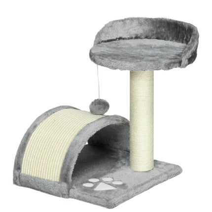 Cat Scratching Post and Activity Centre with Hanging Ball for Indoor Cats - Grey