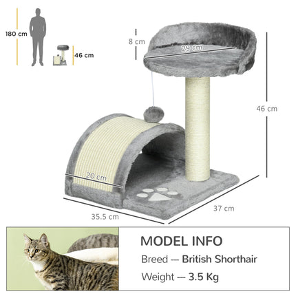 Cat Scratching Post and Activity Centre with Hanging Ball for Indoor Cats - Grey
