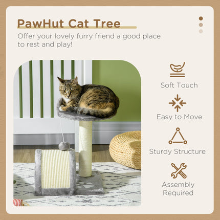 Cat Scratching Post and Activity Centre with Hanging Ball for Indoor Cats - Grey