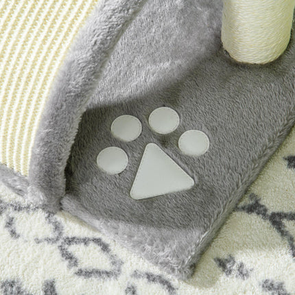Cat Scratching Post and Activity Centre with Hanging Ball for Indoor Cats - Grey