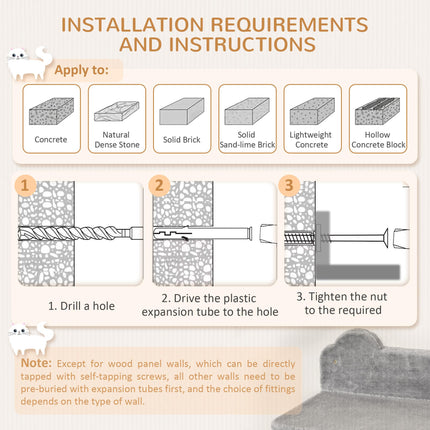 4PC Wall Mounted Cat Tree with Platforms, Steps, Scratching Posts & Condo for Indoor Cats - Grey