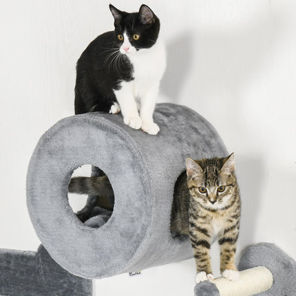 4PC Wall Mounted Cat Tree with Platforms, Steps, Scratching Posts & Condo for Indoor Cats - Grey