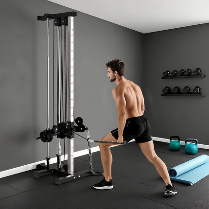 Wall Mount Cable Machine, 15 Positions Adjustable Cable Crossover Machine Dual Pulley System for Home Gym