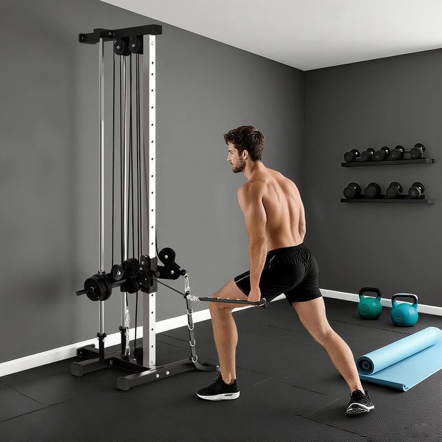 Wall Mount Cable Machine, 15 Positions Adjustable Cable Crossover Machine Dual Pulley System for Home Gym