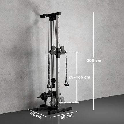 Wall Mount Cable Machine, 15 Positions Adjustable Cable Crossover Machine Dual Pulley System for Home Gym