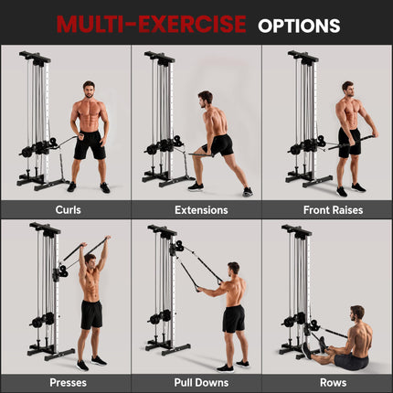 Wall Mount Cable Machine, 15 Positions Adjustable Cable Crossover Machine Dual Pulley System for Home Gym