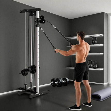 Wall Mount Cable Machine, 15 Positions Adjustable Cable Crossover Machine Dual Pulley System for Home Gym