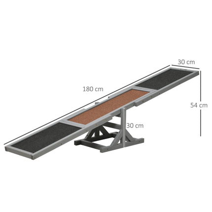 Wooden Pet Seesaw Agility Training for Big Dogs 180x30x30 cm - Grey