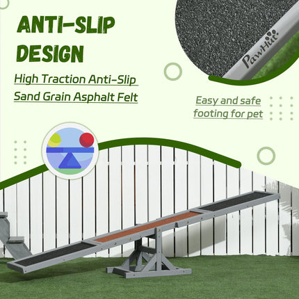 Wooden Pet Seesaw Agility Training for Big Dogs 180x30x30 cm - Grey