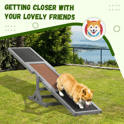 Wooden Pet Seesaw Agility Training for Big Dogs 180x30x30 cm - Grey