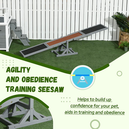 Wooden Pet Seesaw Agility Training for Big Dogs 180x30x30 cm - Grey