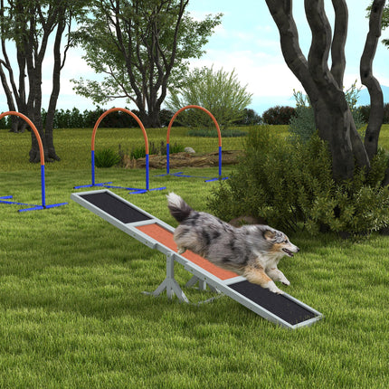 Wooden Pet Seesaw Agility Training for Big Dogs 180x30x30 cm - Grey