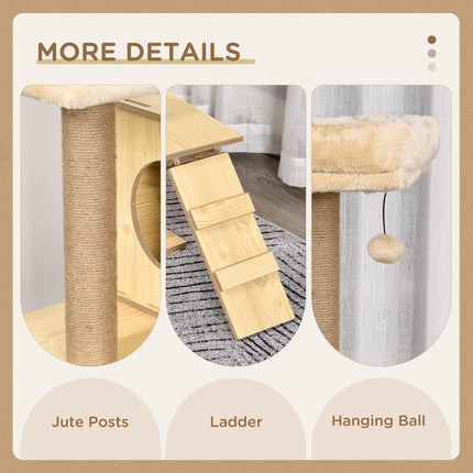 130cm Multi-Level Indoor Cat Tree with Scratching Posts, Condo & Perches for Large Cats - Yellow